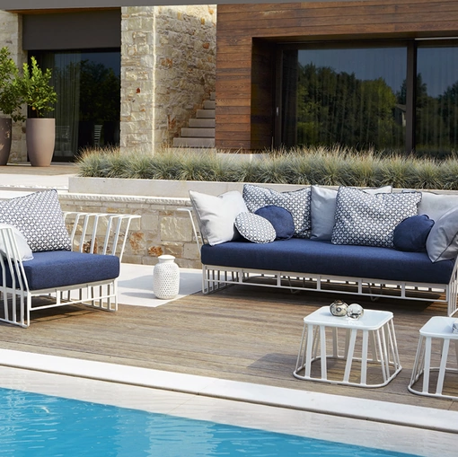 Arredo da esterno Hamptons Graphics in alluminio e tessuto di Roberti