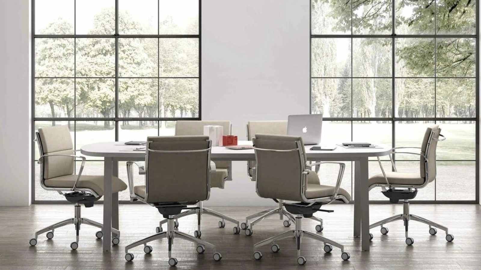 Seduta Operativa Alfa-CU con schienale basso in ecopelle imbottita di Sedie Brianza