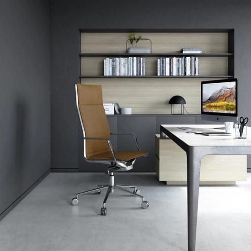 Poltrona direzionale in tessuto con base in alluminio a 5 razze su ruote Aluminia di Estel