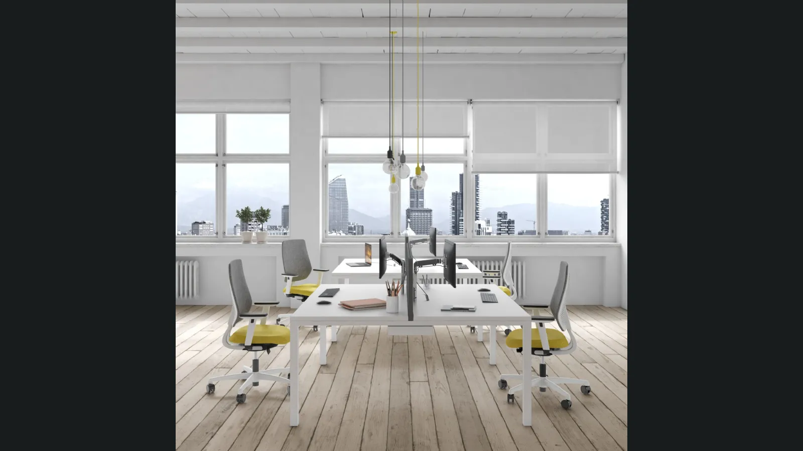 Scrivania Operativa Asterisco in laccato Bianco opaco di Estel