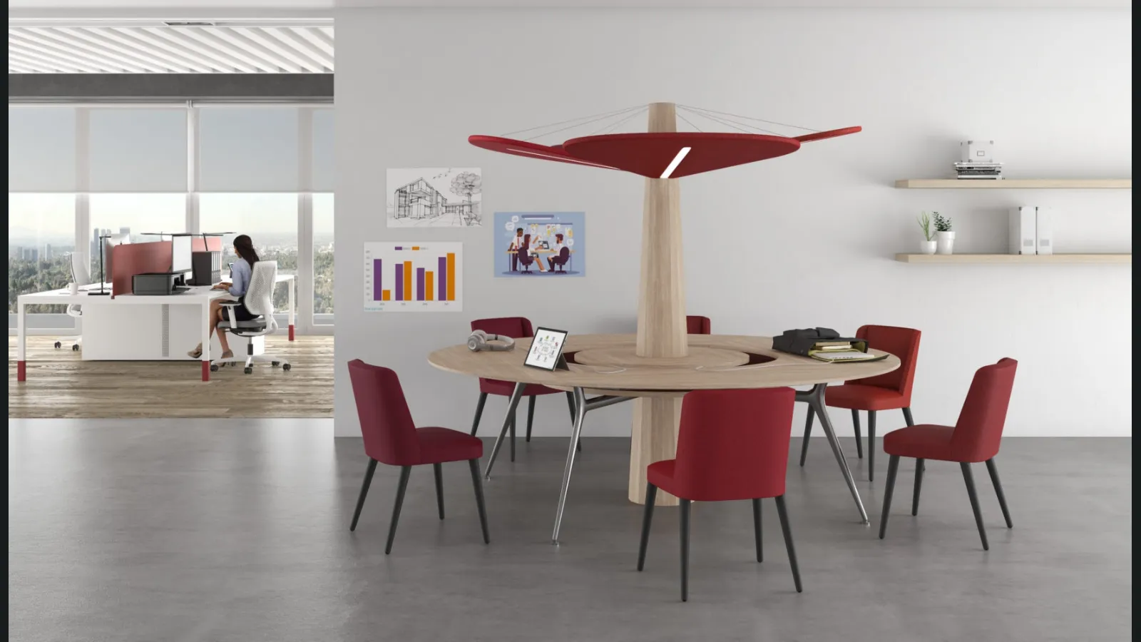 Scrivania operativa di design in legno Baobab di Estel