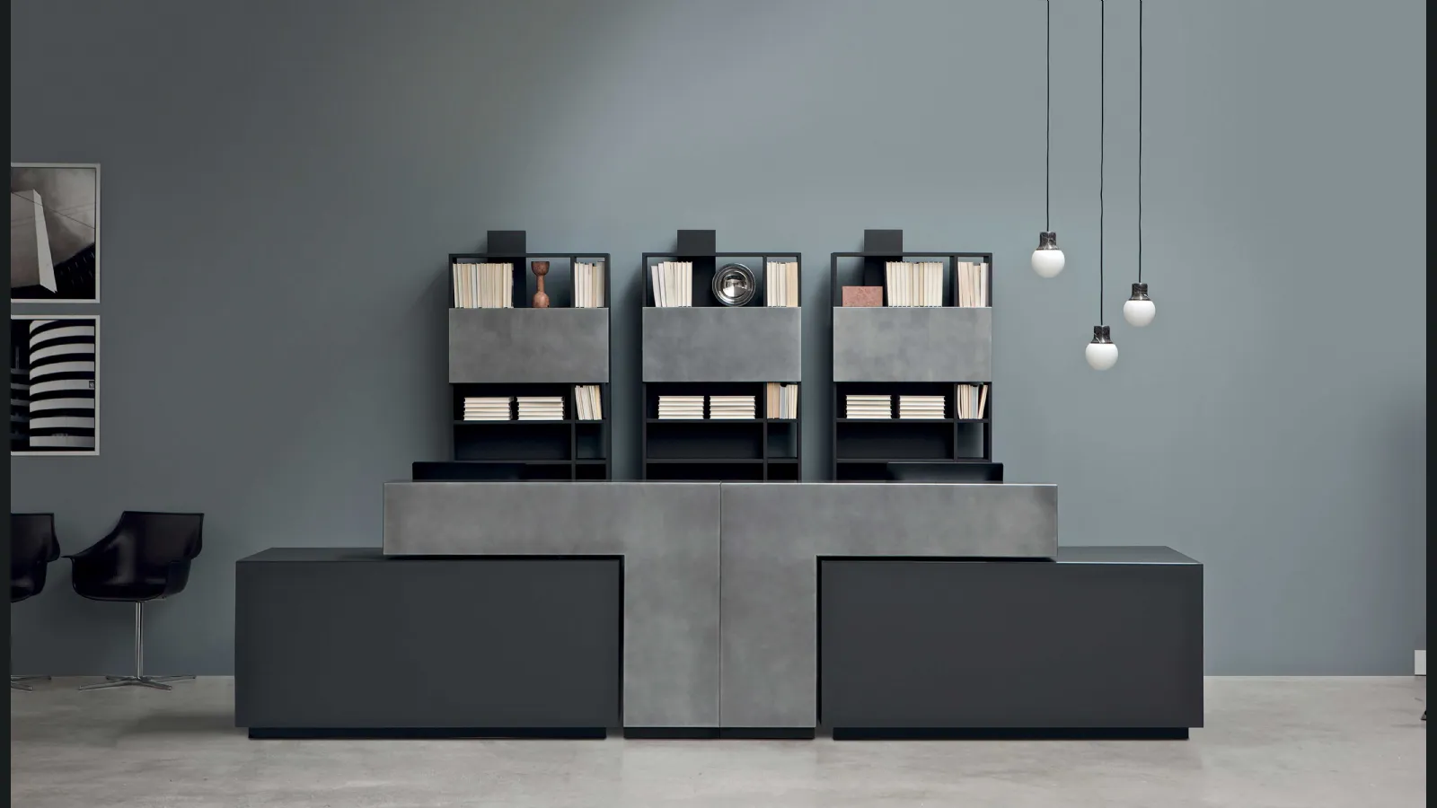 Bancone Reception modulare in laccato Bridge di Estel