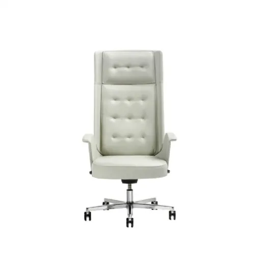 Poltrona direzionale in pelle con base a 5 razze su ruote Embrasse di Estel