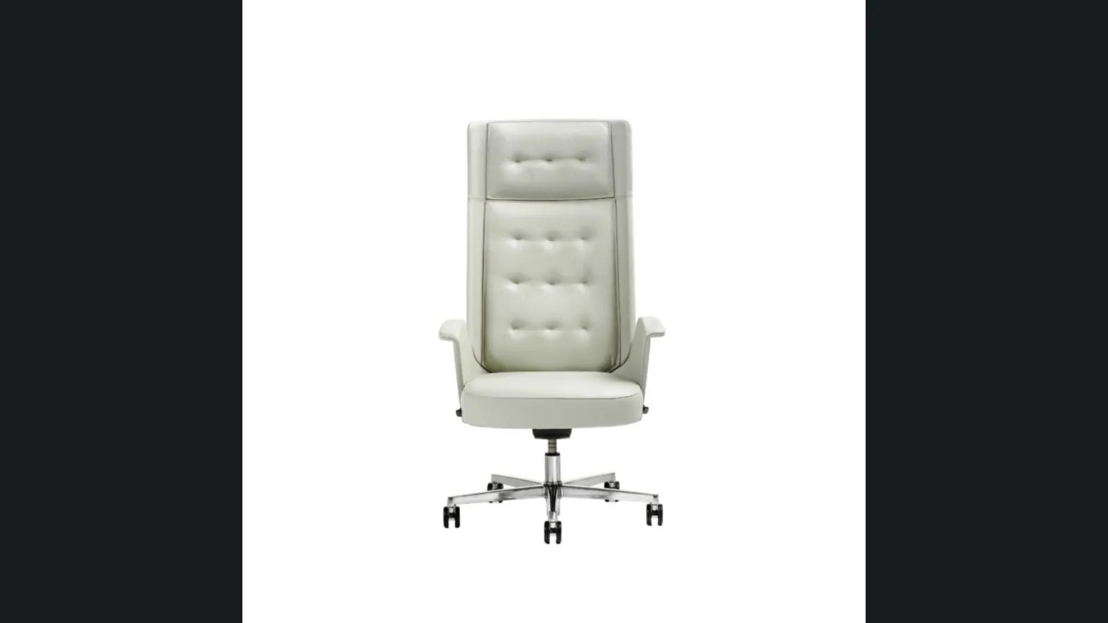 Poltrona direzionale in pelle con base a 5 razze su ruote Embrasse di Estel