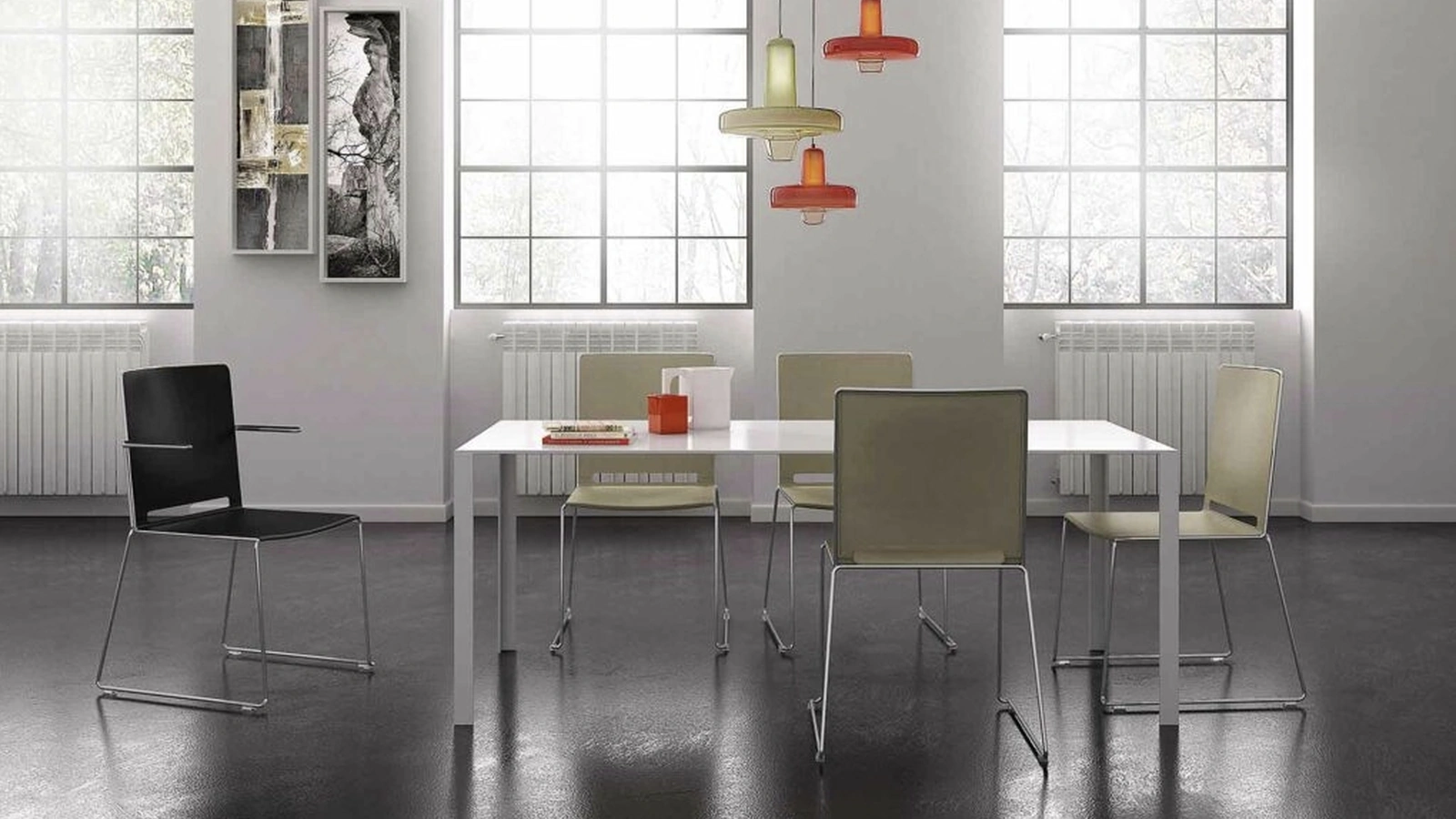 Sedie Attesa Klick in polipropilene con base a slitta in metallo di Sedie Brianza