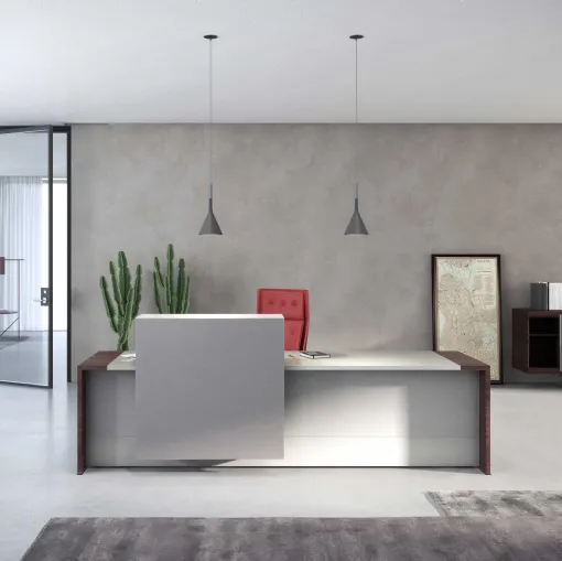 Bancone Reception elegante con scudo frontale Loop In Estel