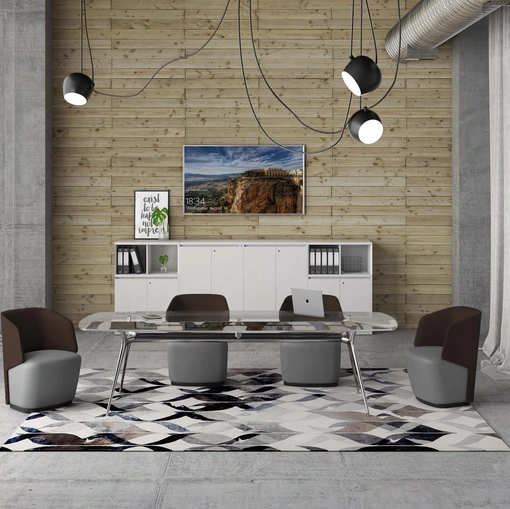 Scrivania operativa P016 - Manager in vetro di Estel