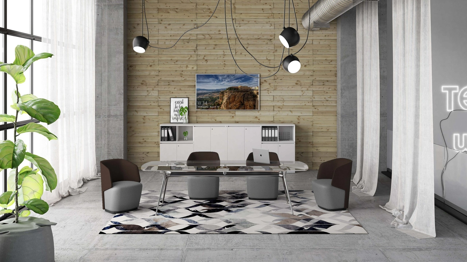 Scrivania operativa P016 - Manager in vetro di Estel