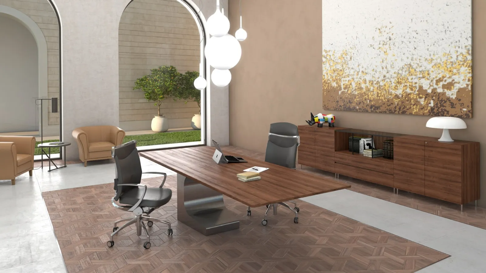 Scrivania direzionale di design Niemeyer di Estel