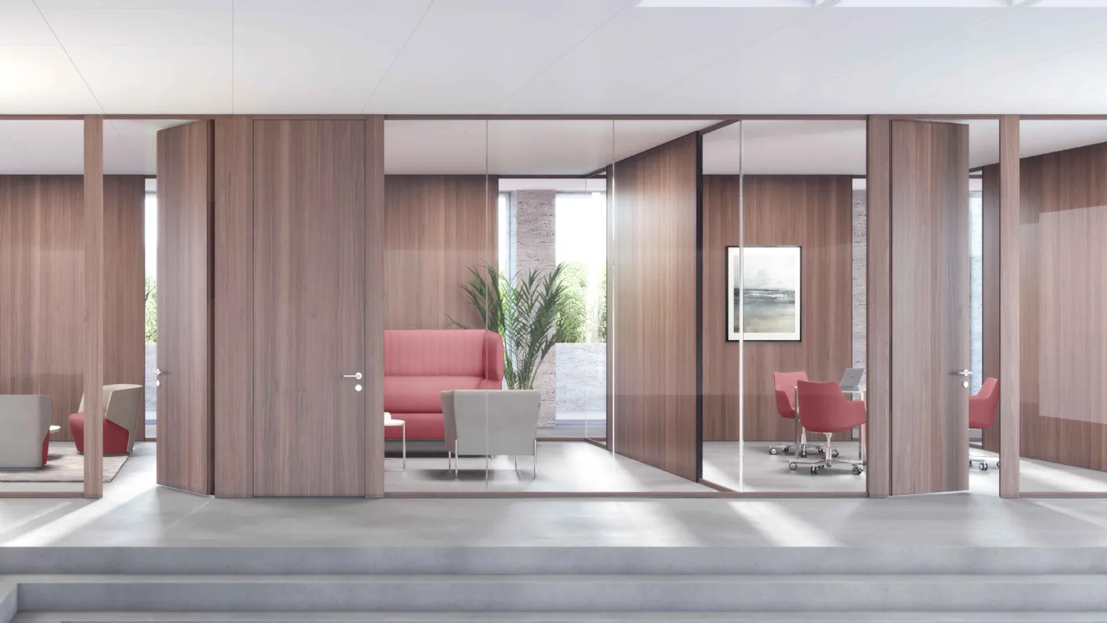 Pareti acustiche divisorie per ufficio in vetro di Estel