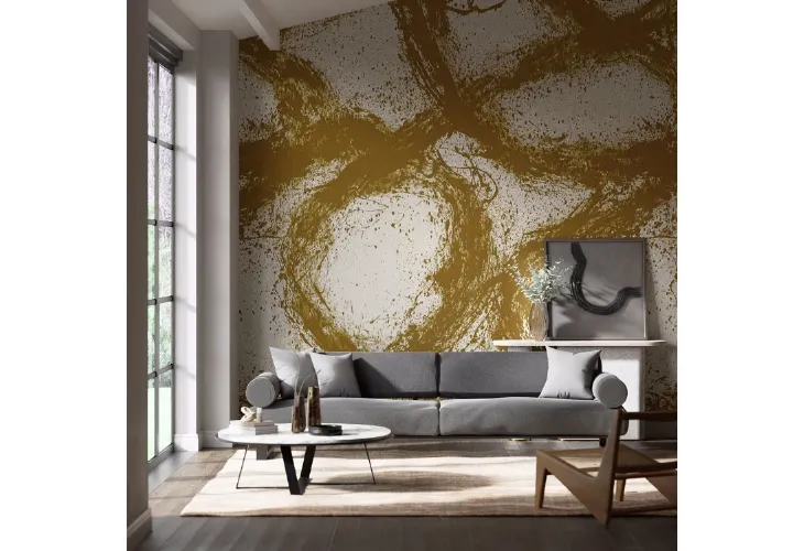 Carta da parati con disegno astratto in color oro Enigmatic di Larsen