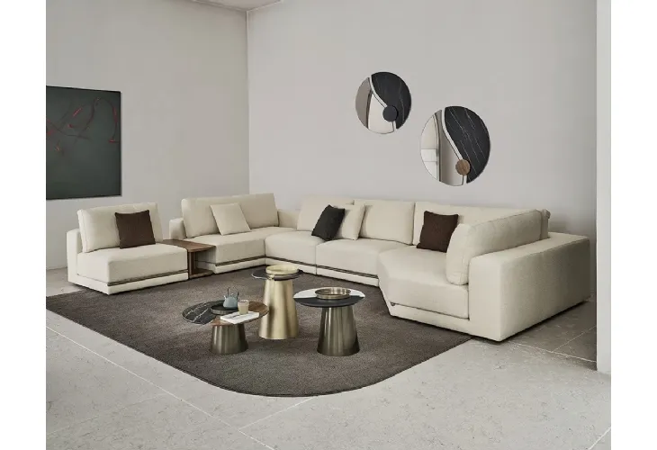 Specchio Luxor con elementi decorativi in SuperMarmo e legno di Bontempi