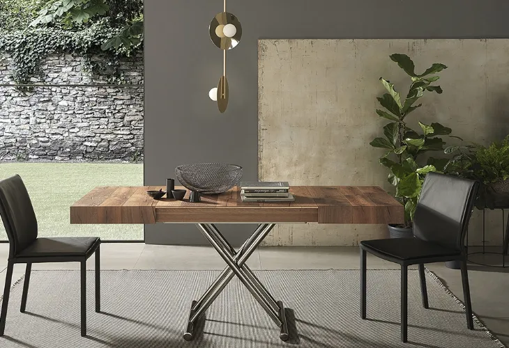 Tavolino Trasformabile con top in legno e base in metallo Calypso di Altacom