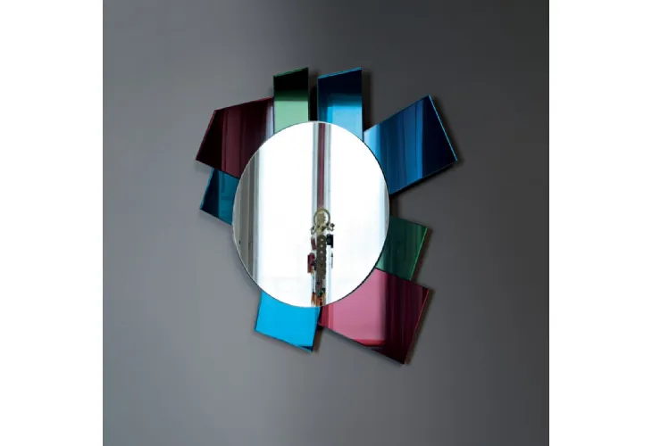 Specchio collezione Gli Specchi di Dioniso 6 composto da elementi in specchio laminato colorato, in cristallo laminato colorato e in cristallo laccato di Glas Italia