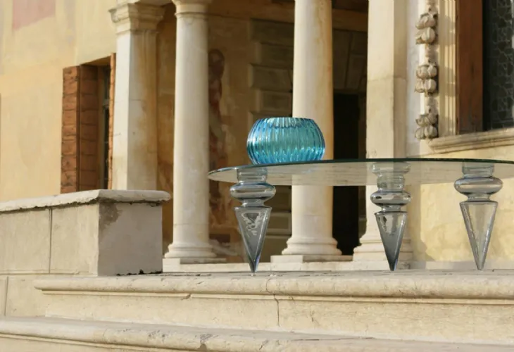 Tavolino in vetro con gambe in vetro di Murano Gran Canal 40 di Reflex