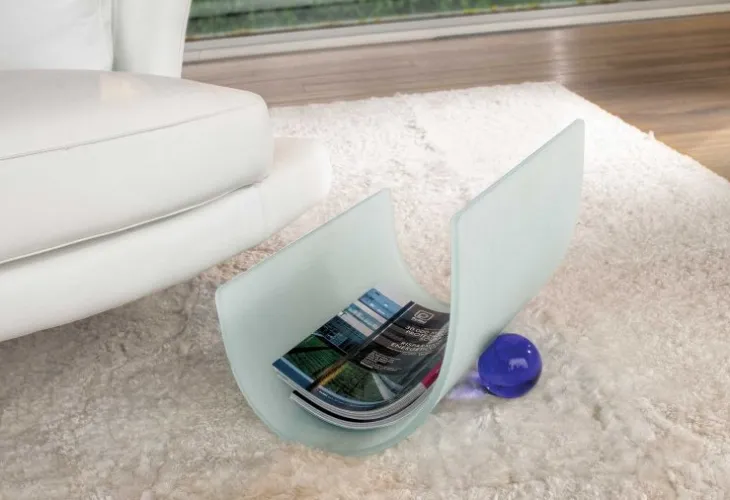 Portariviste in vetro sabbiato naturale con sfera in vetro di Murano blu Nodo 30 di Reflex