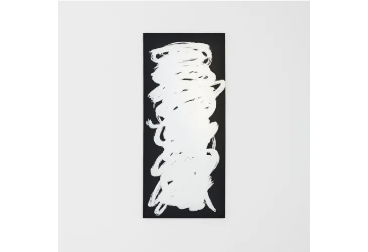 Specchio Scribble caratterizzato da un gesto artistico e ironico come se fosse disegnato a mano libera con un pennello di Glas Italia