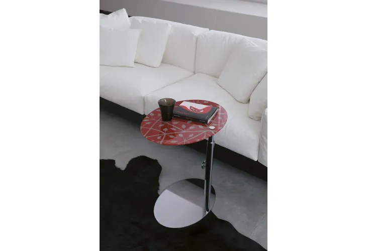 Tavolino ovale ad altezza regolabile con piano in cristallo Side di Porada