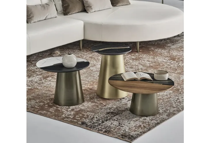 Tavolino Yang in legno e SuperMarmo di Bontempi