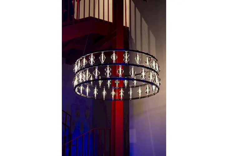 Lampada a sospensione Danza in metallo con diffusori in vetro di Rotaliana