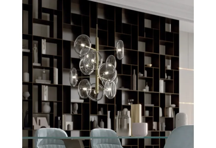 Lampada a sospensione Spark in vetro e ottone di Bontempi