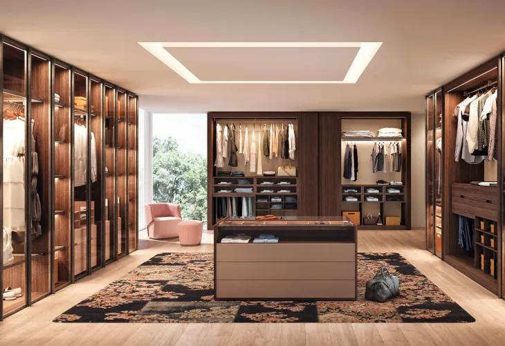 Cabina Armadio con ante in vetro con cornici metalliche verniciate Closet di Estel