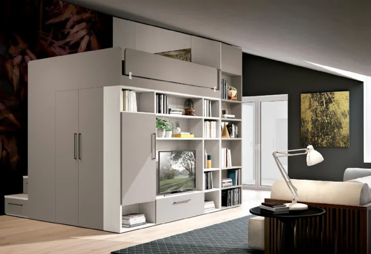 Cabina Armadio con soppalco Concept per Loft 18 di Ferrimobili