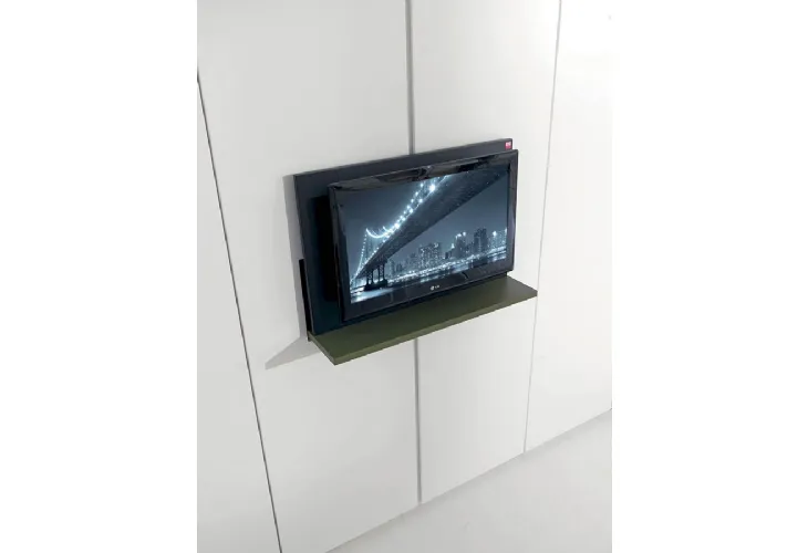 Armadio di design con ante battenti con porta tv estraibile in laccato bianco e verde Dream di Fimar