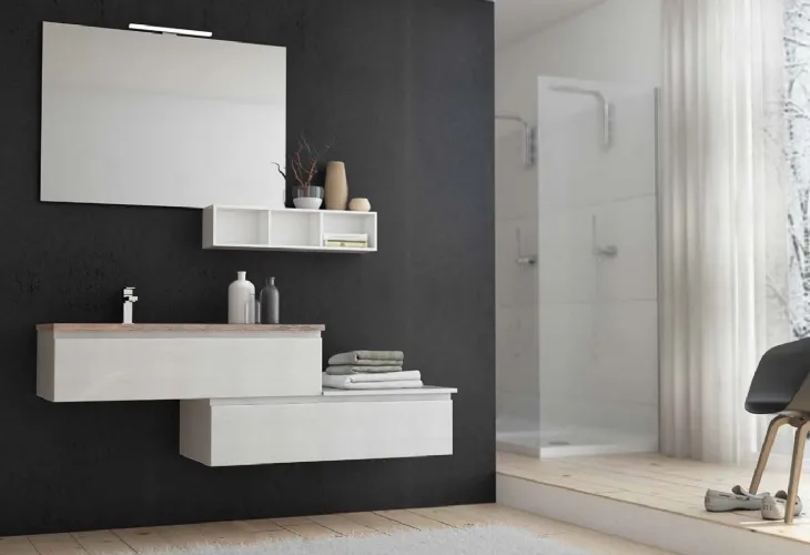 Mobile da bagno sospeso in laccato opaco Newsmart NS31 di Arteba