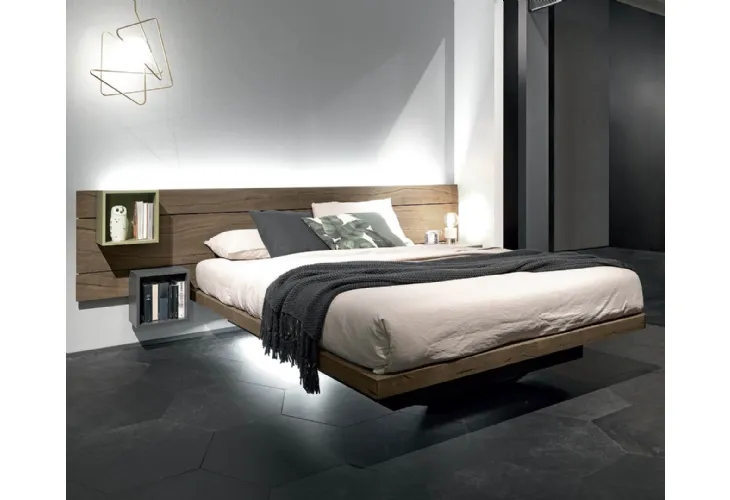 Letto in legno con box contenitore e testiera Sorvolo di Fimar