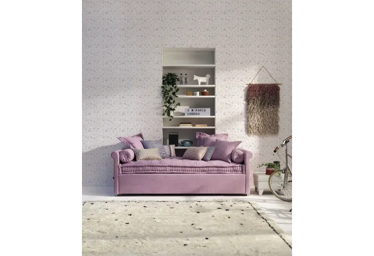 Daybed singolo Camelia Mod 31in tessuto con letto estraibile di Twils