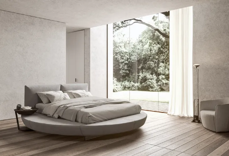 Letto circolare in tessuto con testiera imbottita Zero di Presotto