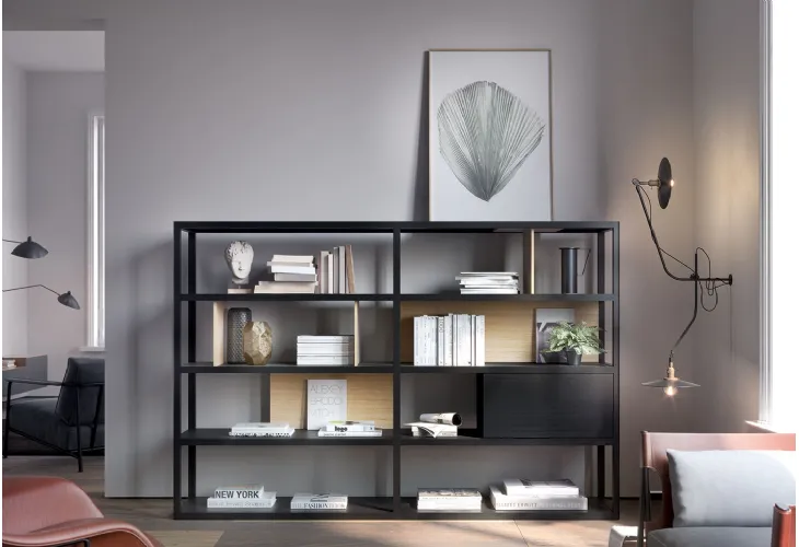 Libreria Kai finitura Light Oak e Kai Black di Treku