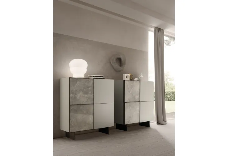 Madia Alta Match in laccato opaco e ceramica di Presotto
