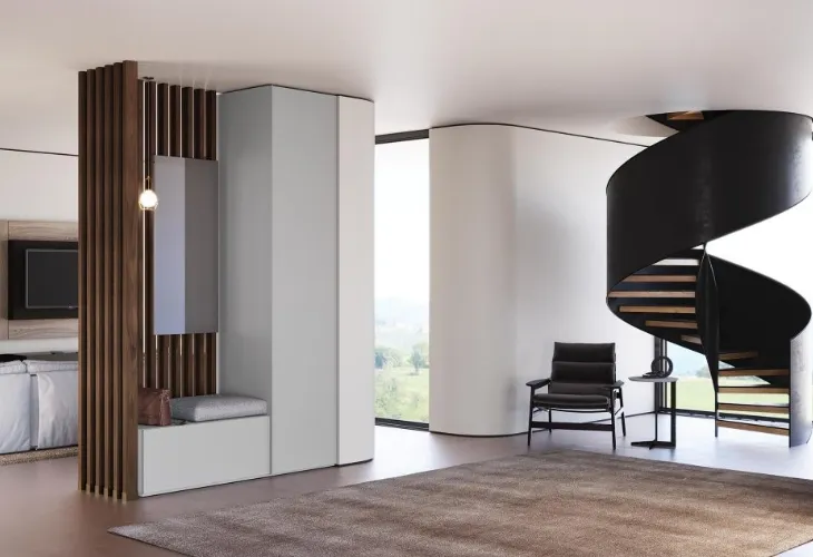 Mobile ingresso Type 01 in laccato opaco e legno di Rovere di Astor Mobili