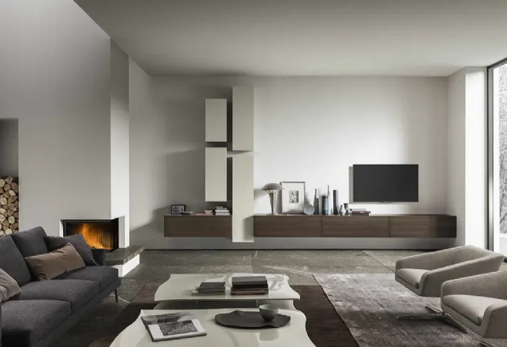 Mobile sospeso in legno e laccato opaco ModulArt di Presotto