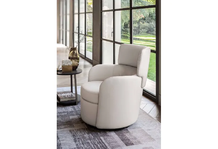 Poltroncina in pelle Claire Swivel di Ditre Italia