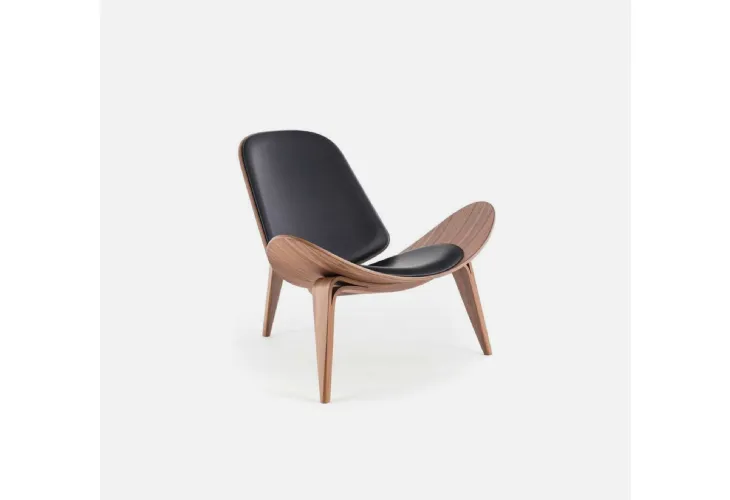 Poltrona Design in legno con seduta in pelle di Sigerico