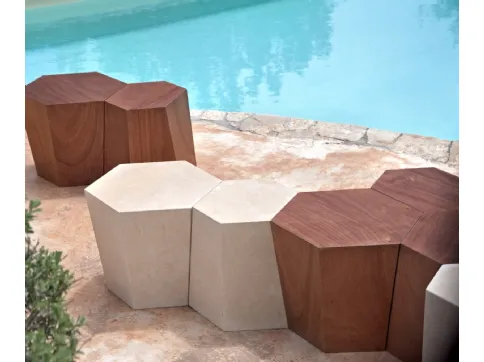 Sgabello Hexagon Legno o Pietra