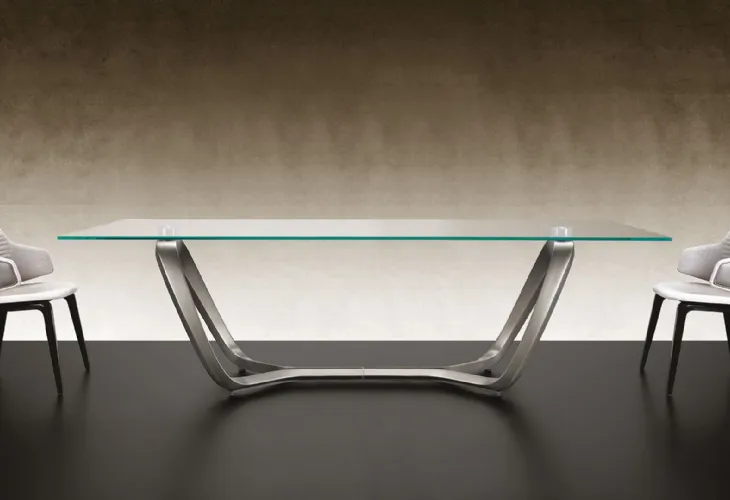 Tavolo fisso con piano in vetro Segno 72 di Reflex
