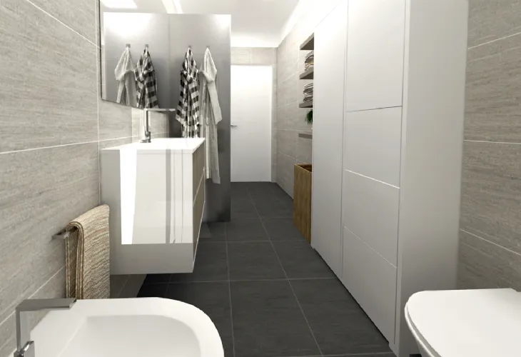 progetto bagno casa rendering