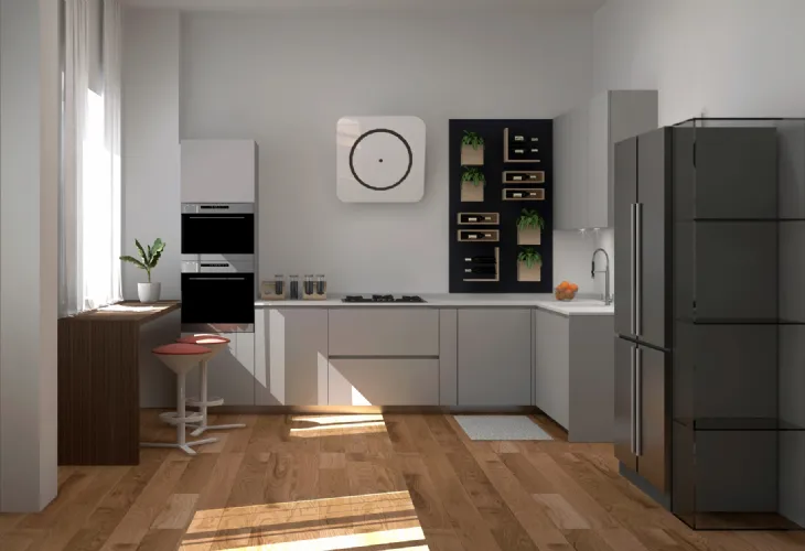 rendering cucina ad angolo