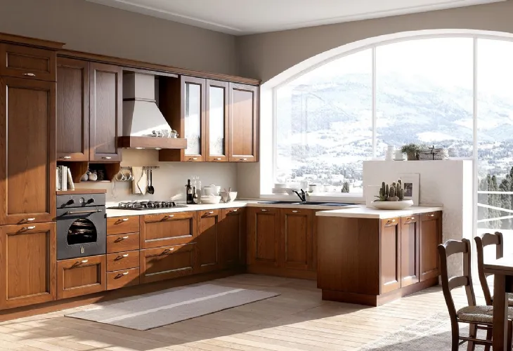 Cucina Classica angolare Venezia in frassino massello finitura tinto noce di Forma la cucina