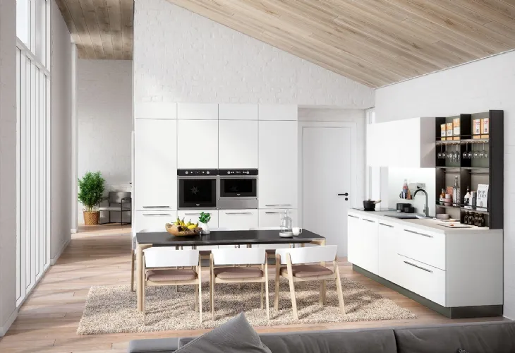 Cucina Moderna lineare Colibrì in finitura laccato bianco giappone di Forma la cucina