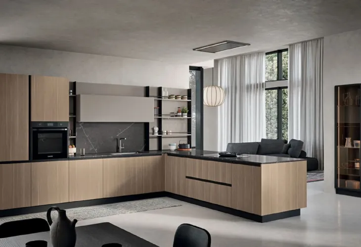 Cucina Moderna con penisola Colibrì Presa di Forma Cucine