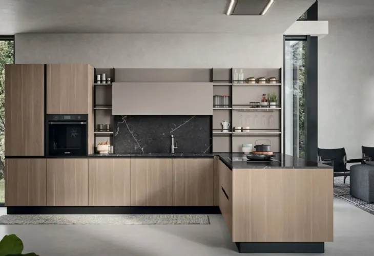 Cucina Moderna con penisola Colibrì Presa di Forma Cucine