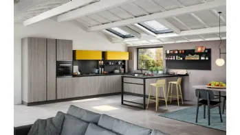 Trend 30 rovere grey e laccato opaco zafferano