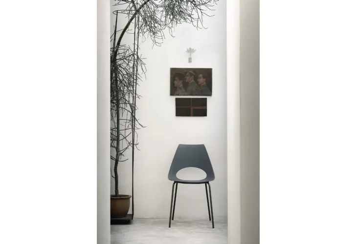 Sedia da giardino Shark Outdoor in polipropilene con gambe in acciaio laccato di Bontempi