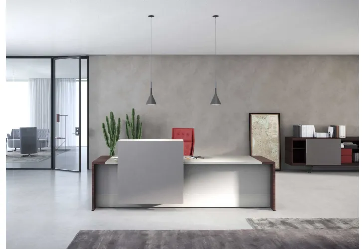 Bancone Reception elegante con scudo frontale Loop In Estel